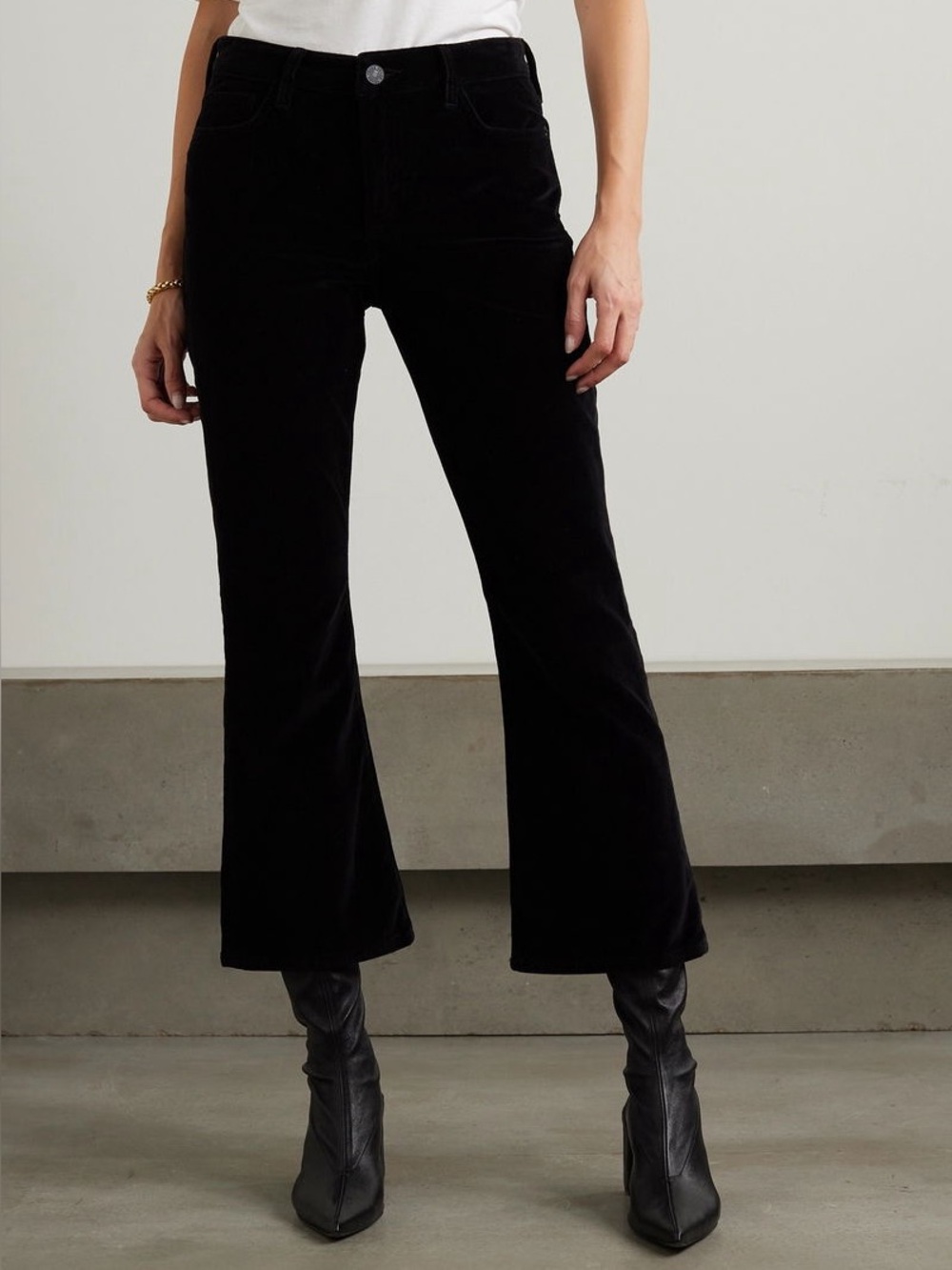 FRAME Le Crop Mini Boot Velvet Pants Size 25 Black